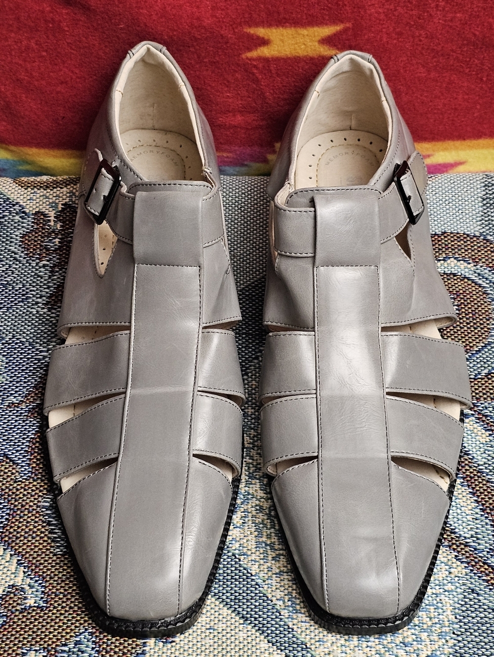 STACY ADAMS Calisto Mens Size 15 M Fisherman Buckle Sandals Gray Shoes